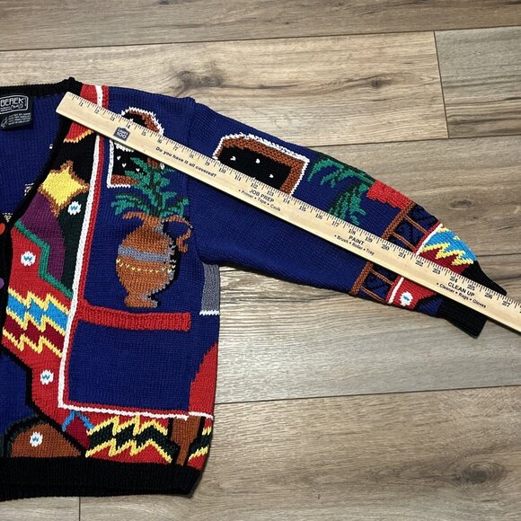 Berek Marta D Cardigan Sweater SZ Small Fiesta Southwest 1989 Vintage Funky Knit - Picture 5 of 8
